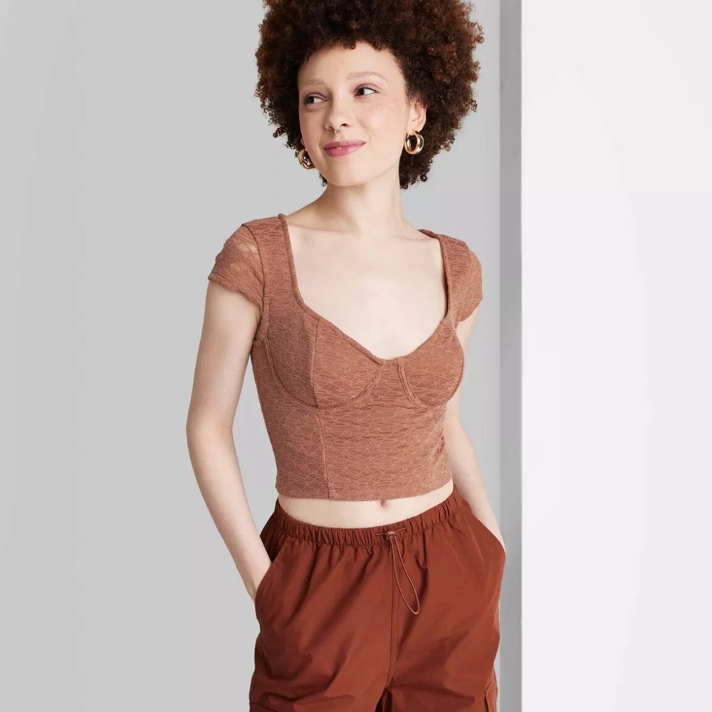 Wild Fable Lace Brown Top